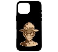 Divulgazione Alien Park Ranger UFO UAP Retro Sci-Fi Grafica Custodia per iPhone 16 Pro Max
