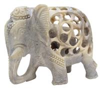 Divyanticraft Soapstone Stone Art Mother Elephant with Baby Inside Statue/Sculpture Unique Decor (5-Inch)