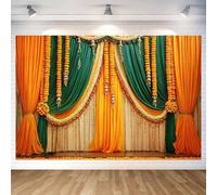 Diwali Pooja - Sfondo fotografico indiano 3 x 2,4 m, per fotografia di Durga Puja, Chatiya Navratri Ganpati Ganpati Ganesh Marigold - Accessori per fotomatone - Decorazione