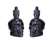 DIWANGQIANG Confezione da 2 bottiglie da 120 ml per amaro a forma di teschio, in vetro, con contagocce con tappo a prova di bambino, ricaricabile, per liquidi fai da te, succhi, profumi, oli