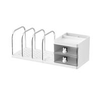 diwedaso Organizer da scrivania con vassoio, postazione di lavoro in plastica, custodia multiuso per la scuola, portapenne per studio o, bianco