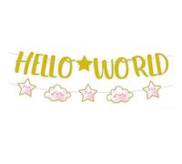 DIWULI Ghirlanda Hello World Rosa Ragazza, Welcome Home Hello World Baby Garland Carino, Nascita, Baby Shower Deco, Baby Party, Compleanno Bambini, Welcome Home Baby Party Deco, Banner, Scrittura