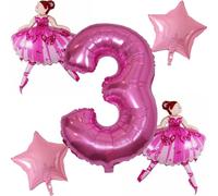 DIWULI Palloncini Compleanno Ballerina 3 Anni Decorazioni