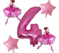 DIWULI Palloncini Compleanno Ballerina 4 Anni Decorazioni