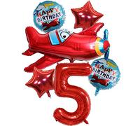 DIWULI Palloncino Compleanno 5 Anni Aereo - Set Decorazione
