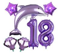 DIWULI Palloncino Delfino Numero 18 - Decorazione Compleanno