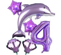 DIWULI Palloncino Delfino Numero 4 - Decorazione Compleanno