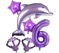 DIWULI Palloncino Delfino Numero 6 - Decorazione Compleanno