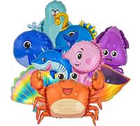 DIWULI Set di 9 Palloncini Animali Marini, Conchiglia Granchio Delfino Squalo Foca Polpo, Bambini Compleanno Ragazzo Ragazza, Festa a Tema, Decorazione, Animale