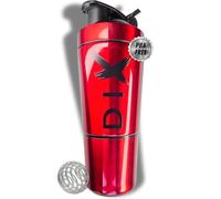 DIX ✗ SHAKER proteine 750 ml ✗ In acciaio inossidabile con scomparto da 60 grammi per polveri ✗ Bottiglia sportiva ✗ Senza BPA ✗ (ROSSO) ✗