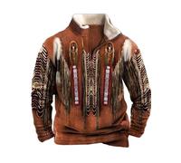 Dixacyer Felpe da uomo in pile western cowboy testa di toro stampa pullover top 1/4 zip colletto stand manica lunga giacche country, N, M