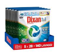 Dixan DISCS 4in1 Classico Detersivo Lavatrice, 5 confezioni da 28 Lavaggi, Capsule lavatrice per una pulizia profonda del bucato e freschezza igienica per lavatrice, Rimuove le macchie da 20°C