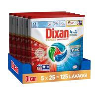 Dixan DISCS 4in1 Expert Smacchiante Detersivo Lavatrice, 5 confezioni da 25 Lavaggi, Capsule lavatrice per pulizia profonda del bucato e freschezza igienica per lavatrice, Rimuove le macchie da 20°C