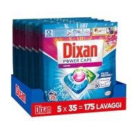Dixan Power Caps Color, Detersivo Lavatrice in Capsule, 5 Confezioni da 35 PZ