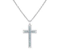 Dixbix Collana con croce per battesimo da donna, collana con croce per prima comunione, gioielli regalo per donne, Variable, Strass, Strass