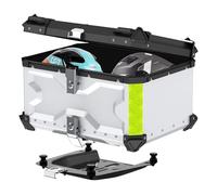 Dixhills Bauletto posteriore per moto, in alluminio, impermeabile, 65 l, con serratura di sicurezza per riporre casco, bagagli, argento, 65 l