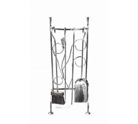 Dixiestore Pala Spazzacamino Scopa Pinza per scopa + supporto Design in metallo massiccio Forma ergonomica elegante e vintage 24x25x62 cm 2,1 kg Argento