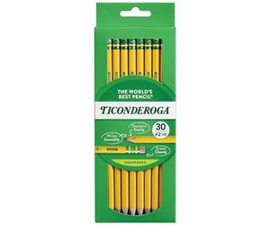 Dixon Ticonderoga pre-sharpened con gomme a matita, Yellow, Box of 30
