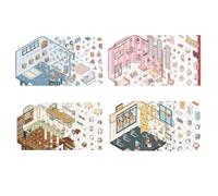 Diy 3d House Stickers, Fun Diy Stickers Scene, 3d Sticker Scene, Cute Cartoon Scene Sticker for Adult Kids (195 * 297mm A)