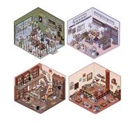 Diy 3d Sticker Scene, 3d Miniature Scene Stickers, 3d Sticker Scene, Diy 3d House Stickers, Cute Cartoon Scene Stickers (A)