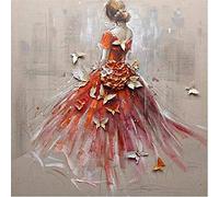 DIY 5D Diamond Painting by Number Kit completo Ragazza gonna rossa Pittura a Diamante per Adulti Strass punto croce per la Diamond ricamo per la Decorazione della Parete di casa -Square drill,45x45cm