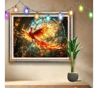 DIY 5D Fenice Diamond Art Painting Kit Completo,Set di Pittura con Diamantini Crystal Art per Adulti,Paesaggio Quadro di Strass Ricamo a Punto Croce per Bambini Regalo (90x70cm) Decor Casa 58F-1616