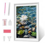 DIY 5D Foglia Di Loto Diamond Painting Kit Completo per AdultiFiore Pittura Diamante, Strass Ricamo a Punto Croce Diamond Art Bambini, Nuovo Casa Decorazione, Regali per Donne 60 x 80cm PJY1 7-5