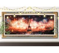 DIY 5D Fuochi d'artificio Diamond Art Painting Kit Completo,Set di Pittura con Diamantini Crystal Art per Adulti,Torre Eiffel Strass Ricamo a Punto Croce per Bambini Regalo 30x60cm Decor Casa 61F-7052