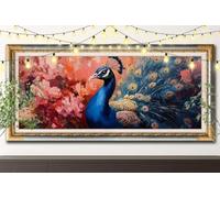 DIY 5D Paesaggio Diamond Art Painting Kit Completo,Set di Pittura con Diamantini Crystal Art per Adulti,Pavone Quadro di Strass Ricamo a Punto Croce per Bambini Regalo 60x120cm Decor Casa 61F-1703