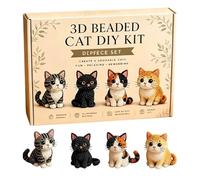 DIY Animal Beading Kit | Cute Beginner-Friendly 3D Cat | Funny Animal Beadwork Kits | For Desk Decorations Bookshelf Decor Party Favors Office Art Class Holiday Home Indoor Outdoor School Boys Room Of