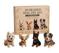 DIY Animal Beading Kit, Tiny 3D Beaded Animal DIY Set, With Colorful Beads And Instructions, Bead Embroidery Kits With 4 Cute Designs, Present For Adults & Beginners & Craft Enthusiasts (Pet Lovers)
