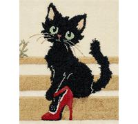 DIY Animale Kit Per Tappeti Con Gancio A Scatto Gatto Nero Dei Cartoni Animati Kit Per Realizzare Tappeti A Punto Croce,Kits Per Arazzi All'Uncinetto,Set Per Ricamo,Lavori Di Cucito 35x46in