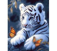 DIY Animale Kit Per Tappeti Con Gancio A Scatto Tigre Bianca Fantasy Kit Per Realizzare Tappeti A Punto Croce,Kits Per Arazzi All'Uncinetto,Set Per Ricamo,Lavori Di Cucito Per La De 35x46in