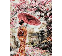 DIY Bead Cross Stitch Kits Oiran Giapponese E Albero Dei Fiori Kit Per Perline Per Principianti,Kit Per Perlines Fatti A Mano,Motivo A Punto Croce,Decorazioni Murali 40x50cm