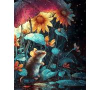 Diy Bead Embroidery Kits Animali E Fiori Di Topo Kit Per Ricamo A Punto Croce Con Perline,Pittura 3D Con Perlines,Artigianato 50x70cm