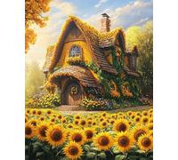 Diy Bead Embroidery Kits Casa Dei Girasoli Dei Cartoni Animati Schema Per Ricamo A Punto Croce Con Perline，Fai Da Te，Da Appendere Alla Parete，Set Di Perle 3D 30x40cm