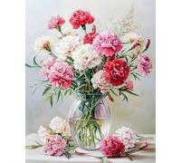 Diy Bead Embroidery Kits Fiori Di Garofano In Vaso Kit Di Arazzi Artigianali A Punto Croce Con Ricamo A Puntos Croces,Motivo Di Cucitura Con Perline,Pittura Murale 3D 50x70cm