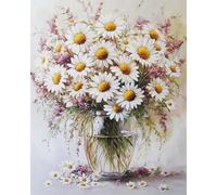 Diy Bead Embroidery Kits Fiori Di Margherita In Un Vaso Kit Per Ricamo A Punto Croce Con Perline,Pittura 3D Con Perlines,Artigianato 50x70cm