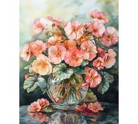 Diy Bead Embroidery Kits Fiori Rosa In Un Vaso Kit Per Ricamo A Punto Croce Con Perline,Pittura 3D Con Perlines,Artigianato 30x40cm