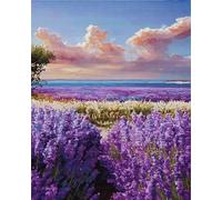 Diy Bead Embroidery Kits Paesaggio Del Campo Di Lavanda Kit Per Ricamo A Punto Croce Con Perline，Pittura 3D Con Perlines，Artigianato 30x40cm