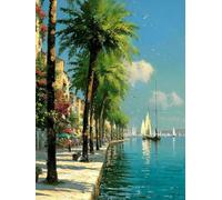 Diy Bead Embroidery Kits Paesaggio Della Città Portuale Kit Per Ricamo A Punto Croce Con Perline,Pittura 3D Con Perlines,Artigianato 40x50cm
