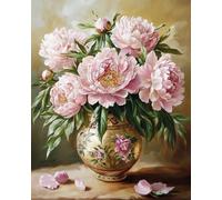 Diy Bead Embroidery Kits Peonie In Un Vaso Schema Per Ricamo A Punto Croce Con Perline,Fai Da Te,Da Appendere Alla Parete,Set Di Perle 3D 40x50cm