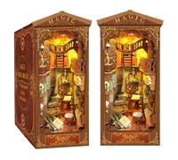 DIY Book Nook Kit per Casa Delle Bambole Fai da Te in Miniatura Kit di Costruzione di Modellini con Mobili e Luce LED in Legno Book Scaffale Inserto Decorazione Regalo Creativo per Adolescent