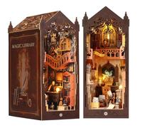 DIY Book Nook Kit per la casa delle bambole in miniatura in legno, casa da costruire con mobili e luce LED, fai da te in miniatura casa, regalo per adulti e bambini (biblioteca)