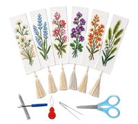 DIY Bookmark Kit 6-Piece Set - Stitching Craft Supplies With Needles, Sciss