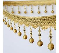 DIY Braided Crystal Bead Fringe Trim - Durable Polyester Lace for Home Decoration & Sewing Projects(Onecolor,12 meters)