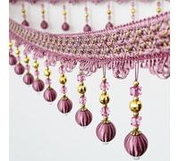 DIY Braided Crystal Bead Fringe Trim - Durable Polyester Lace for Home Decoration & Sewing Projects(Purple,6 meters)