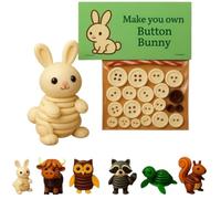 DIY Button Craft Kit,Highland Cow Button Ornament,Xmas Buttons Crafts Kit,Funny Animals Three-Dimensional Ornament Kits,Beginner-Friendly Buttons Ornaments Decor,Unfinished Products (Bunny)