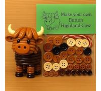 DIY Button Highland Cow Craft Kit, DIY Christmas Button Highland Cow Ornament Making Set, Animal Theme Buttons Christmas Tree Ornament Kit with Turtle, Owl, Rabbit, Decorations, Gift(Bull)