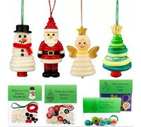 DIY Christmas Button Ornament Making Set, Craft Buttons Kit with Christmas Snowman/Santa/Angel/Tree, for Xmas Tree Hanging Decorations (Angel+ Snowman+ Christmas Tree + Santa Claus)